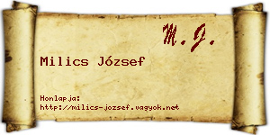 Milics József névjegykártya