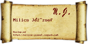 Milics József névjegykártya